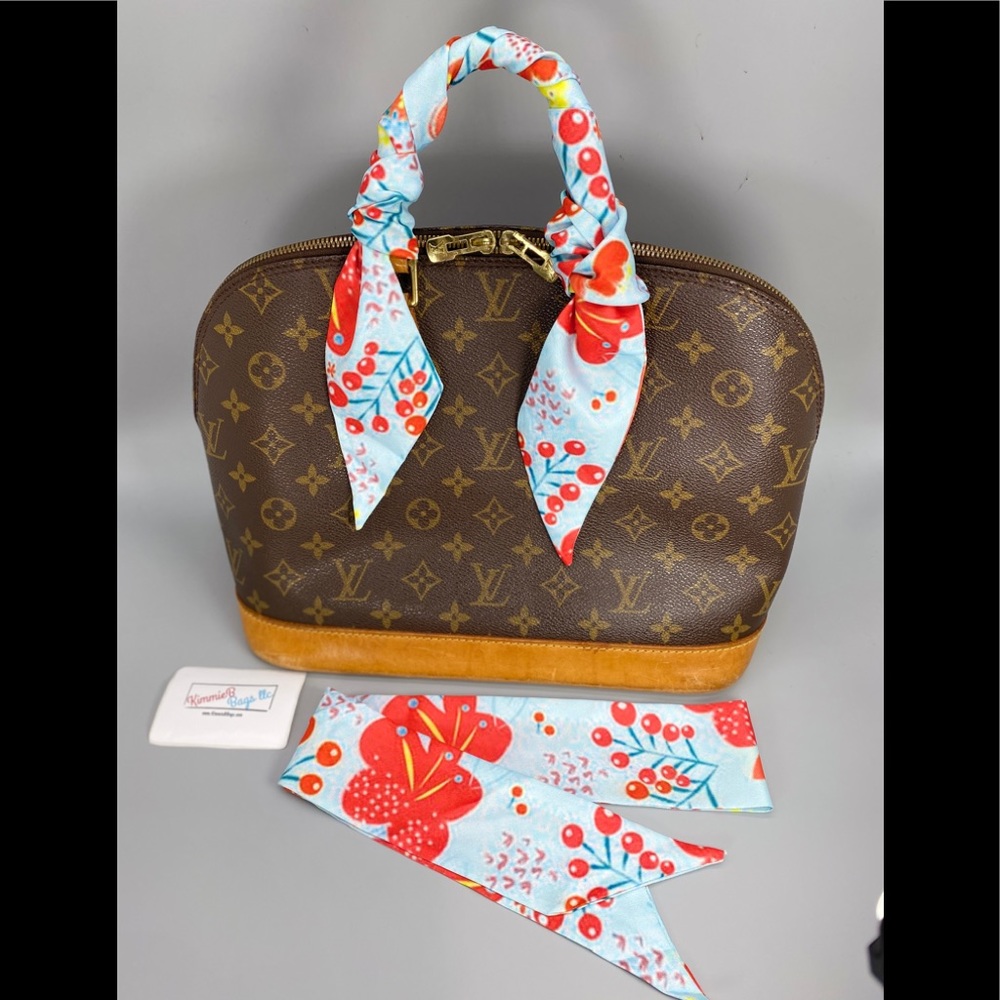 Blue & Red Print Scarfs (2) Twilly Wraps